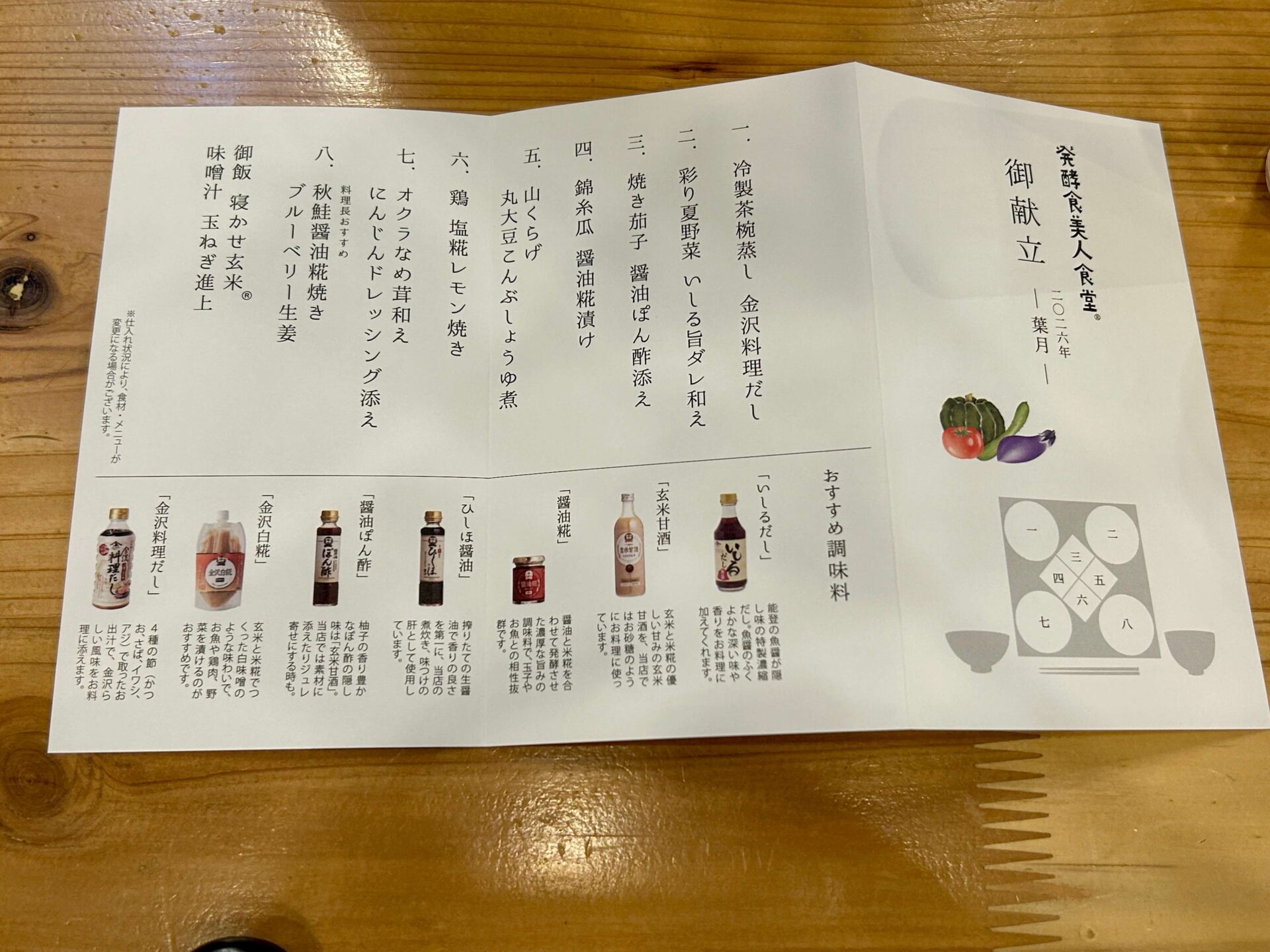 発酵食美人食堂の8月の御献立